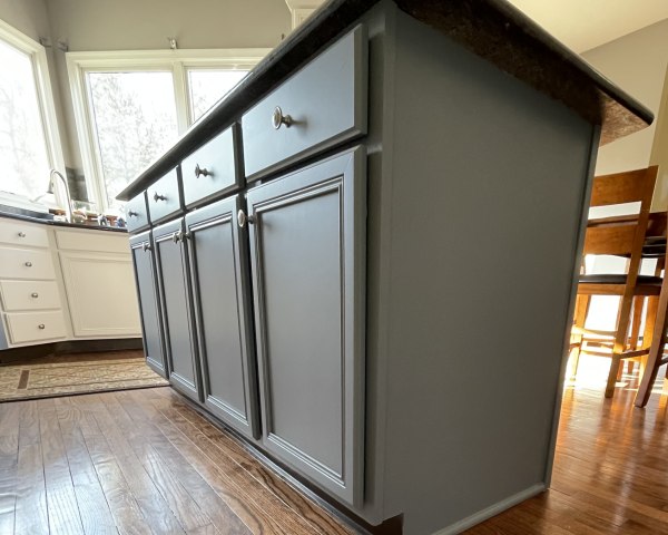Refinished kitchen cabinet island